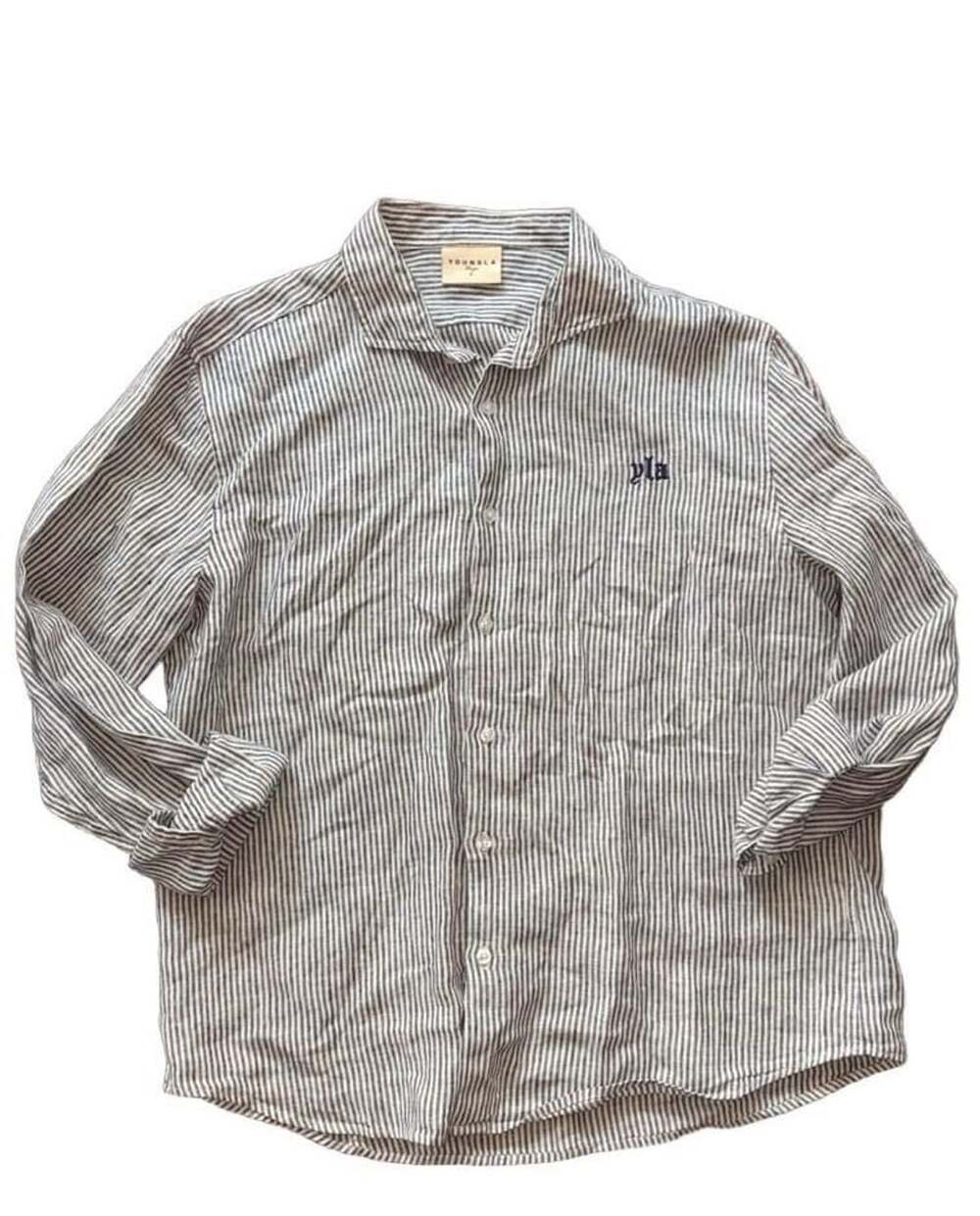 YoungLA Striped Linen Button-Up Shirt Size Large